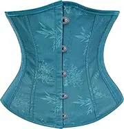 [Dreay] Womens Vintage Floral Print Underbust Corset Tops Vintage Boned Corset Belt Corset