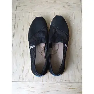 正品 TOMS 黑色蕾絲帆布鞋/懶人鞋/穆勒鞋 5.5號（22.5cm）