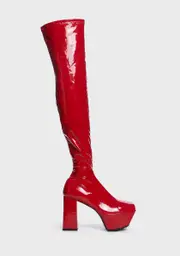 [Lamoda] Red Aquitable Patent Thigh High Boots