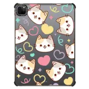 iPad Pro 11-inch (3rd/4th gen) iPad Impact Case Cute Calico Cat with Heart Doodle - Kawaii Kitten Animal with Love