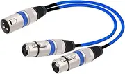 ROBAUN Balanced XLR Y Splitter Cable Color Weaving Microphone Cord-3Pin 1 Male to 2 Female XLR Y Cable 0.3 0.5M(Blue,0.29m)