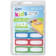 Avery Kids Durable Flexible Labels Assorted 60 Pack