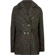 NEW LOST Rhett Women's Charcoal/ XS/ Wool Polyester blend/ Double Breast Peacoat