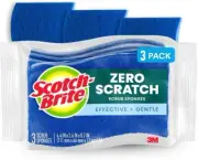 Scotch-Brite Zero Scratch Sponges 3-Pack for Kitchen and Bathroom Free Shipping