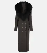 [Magda Butrym] Magda Butrym Shearling-trimmed cashmere coat AU 12 brown