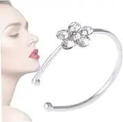 [nicylin] Hoop Nose Ring Punk Fake Lip Clip Fake Nose Ring Girl Nostril Hoop Ear Hoop Ring Body Jewelry Accessories Nose ring, Stainless Steel, no gemstone