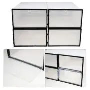 4Pcs Clear Plastic Shoe Organizer Decorative Shoe Boxes Clear Shoe Crates