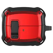 For Samsung Galaxy Buds 3 Case, Switch & Hook Protective Armour Cover, Black Red