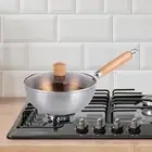 Nonstick Wok Flat Bottom Induction Cooker Uncoated Skillet Wok Pan Stainless