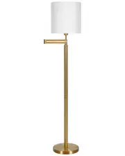 Abraham + Ivy Moby Swing Arm Brass Floor Lamp with Drum Shade