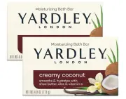 Yardley London Moisturizing Bath Bar Creamy Coconut 4oz. - Pack of 2