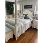 NEW! ~ COZY ELEGANT CHIC SAGE BLUE COUNTRY SHABBY FRENCH WHITE RUFFLE QUILT SET