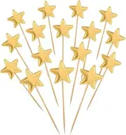 Thinp 50 Pcs Gold Star Cupcake Toppers,Stars for Cake Decorating Star Cake Toppers Gold Cupcake Toppers Sticks for Wedding Engagement Bridal Shower Birthday Party