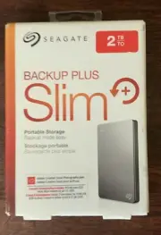 New Sealed Seagate Backup Plus Black Slim USB 3.0 2TB External Hard Drive HDD