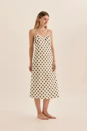 Ladies Gingerlilly PJS Olive Spots Satin Chemise Nightie Pyjamas Hannah