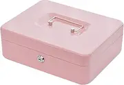 Cash Box | Secure Money Lock Box | Metal Locking Secure Portable Saving Organizer for Document Register Valuables Business Storage Passport Home Security
