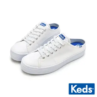 KEDS TRIPLE KICK 經典厚底綁帶穆勒鞋-白 9232W133502