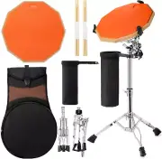 Drum Practice Pad Snare Drum Stand Set, 12" Double Side Drum Pad Set with 5A Dru