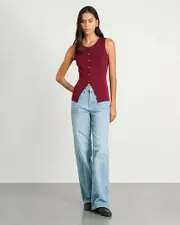 [Jag] Jag Women's Alora Longline Knit Vest In Wine Red Size 14 14 Red