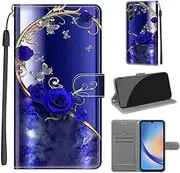 [SATURCASE] Case for Samsung Galaxy S23 FE 5G, Beautiful PU Leather Flip Magnet Wallet Stand Card Slots Hand Strap Protective Cover for Samsung Galaxy S23 FE 5G (DY-22)