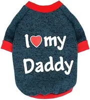 Pet Clothes, Winter Dog Sweater I Love My Mom/Dad Dog Sweatshirt Outfit Warm Dog Costume for Puppy Small Dogs (Daddy, L)