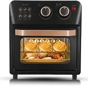 Air Fryer Toaster Oven, Smart Convection Oven with 70-250 ℃ Adjustable Temperature and 60 Min Timer, Knob-Controlled, for Baking Cooking Roasting Grilling Black