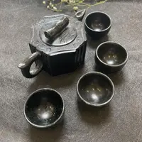 在飛比找ETMall東森購物網優惠-西藏天然藥王石茶壺墨綠玉竹節壺藏玉茶具整套套裝家用健康養生壺