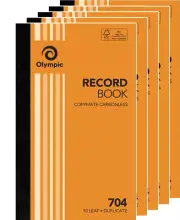 5 x Olympic No. 704 Carbonless Record Book Duplicate 200 x 125mm 140857