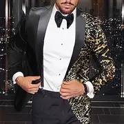 Men's Fashion Disco Sequin Blazer Jacket Leopard Blazer Plus Size Regular Tailored Fit Single Breasted One-button Black Gold Silver Red Royal Blue