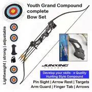 Kids Archery Black Hunting Bow Youth Compound Bow Set 20 lb 4 or 8 arrow F119