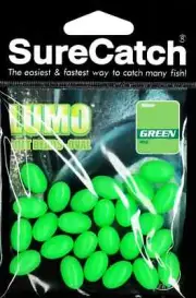 SURE CATCH LUMO SOFT BEADS - OVAL SIZE 7MM GREEN QTY 30