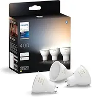 Philips Hue GU10 Smart Lamp, Adjustable Warm to Cool White Light, 3 Pack, Bluetooth Compatible, Voice Control with Alexa, Apple Home and Google Assistant