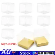50/100X PVC Clear Cube Box Transparent Wedding Candy Gift Display Box 5/6/7/8cm