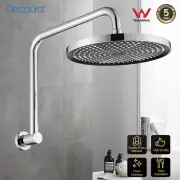 Decaura 10" Rain Shower Head Set Round Gooseneck Shower Arm Swivel Brass Chrome