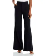 Alice and Olivia Dylan High Waist Wide Leg Pants in Black Crepe