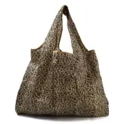 Leopard Print, Foldable Eco-Friendly Nylon Grocery Bags, Reusable Waterproof Sho