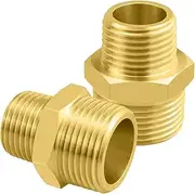 SDTC Tech 2-Pack Brass Pipe Fitting 3/4 NPT Male Thread to 1/2 NPT Male Thread Reducer Adapter Straight Hex Nipple Connectors