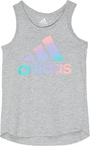 [adidas] Girls' Plus Size Sleeveless Lapped Tank 22, Medium Grey Heather, 6X