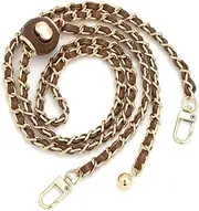 Purse Strap Fashion Metal PU Leather Bag Chain Small Golden Balls Chain Adjustable Length Replacement Shoulder Belt Handbag Accessories Straps(Brown)