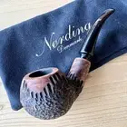 Eric Nording Red Brown Matte Partially Rusticated Bent Ball Briar Tobacco Pipe