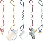 5pcs Dummy Clip - Toy Straps for Baby Stroller, Adjustable Toy Safety Straps Pacifier Clip Pram Clips for Pram Toy, Bottles, Strollers, High Chairs, Cribs - BPA Free, Multi Colors