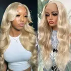 Blonde Color Synthetic Lace Front Wigs Long Wavy Hair Loose Curly Glueless Pr...