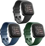 [AK] Bands Compatible with Fitbit Versa Bands (3 Pack), Soft Replacement Wristband Sports Waterproof Strap for Fitbit Versa Smart Watch Small Large Women Men