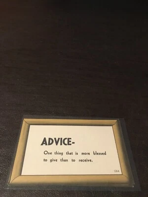 VINTAGE UNPOSTED POSTCARD ADVICE - ONE THING THAT IS MORE BLESSED TO GIVE THAN