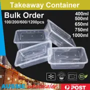 TAKE AWAY CONTAINERS &LIDS RECTANGULAR PLASTIC FOOD CONTAINER 500/650/750/1000ML