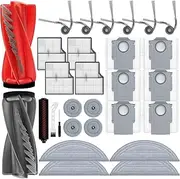 BUXEBUX 29Pcs Replacement Parts Accessory for Roborock Saros 10 Robot Vacuum Kit, 2 Main Brush, 1 High-Speed Clean, 4 Hepa Filter, 8 Mop Pads, 6 Side Brush, 6 Dust Bags, 1 Screwdriver, 1 Clean Tool