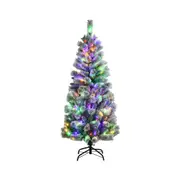 Costway 1.5M Pre-lit Christmas Tree Mixed Fluffy Tips Xmas Tree w/9 Modes Colourful Lights Office Party Home Decor