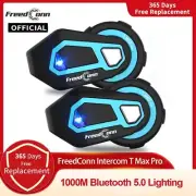 T Max Pro Motorcycle Intercom Bluetooth Helmet Headset 6 Riders BT 5.0 1200M