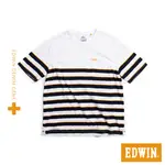EDWIN PLUS+寬版條紋口袋短袖T恤(白色)-男款