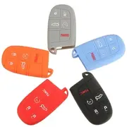 Silicone Car Key Case Cover Fob Shell 5 Button Remote for Jeep Chrysler Dodge Fiat 29 BLUE